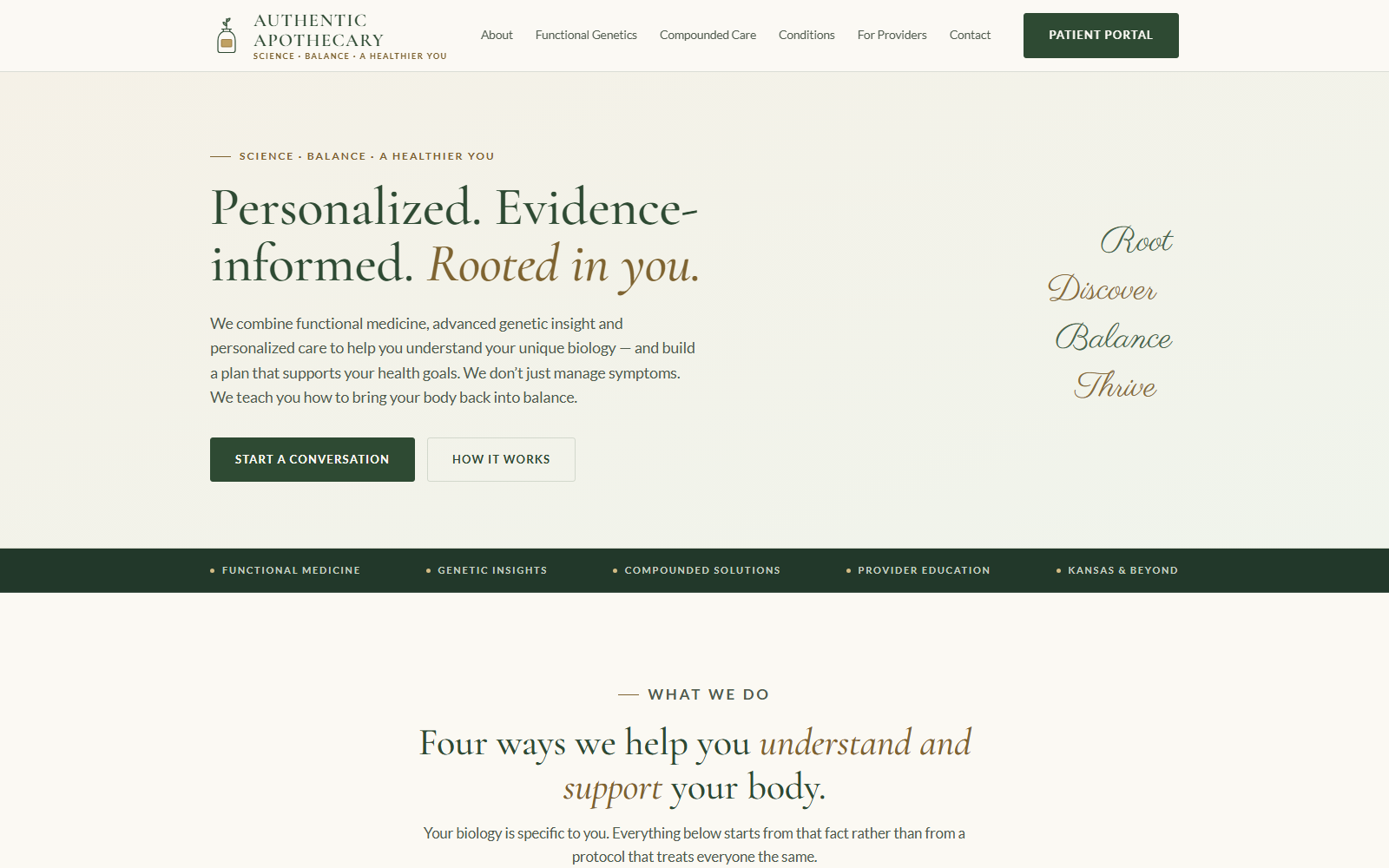 Screenshot of Authentic Apothecary Website