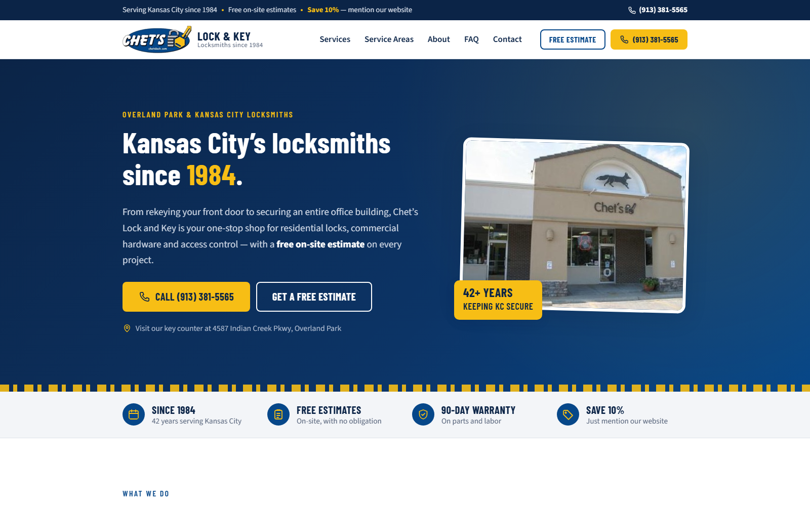 Screenshot of Chet's Lock and Key Website